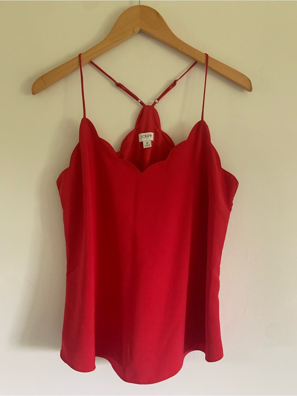 J.Crew Scallop Edge Racerback Camisole Tank Top Blouse, Red, 8 - Picture 2 of 15